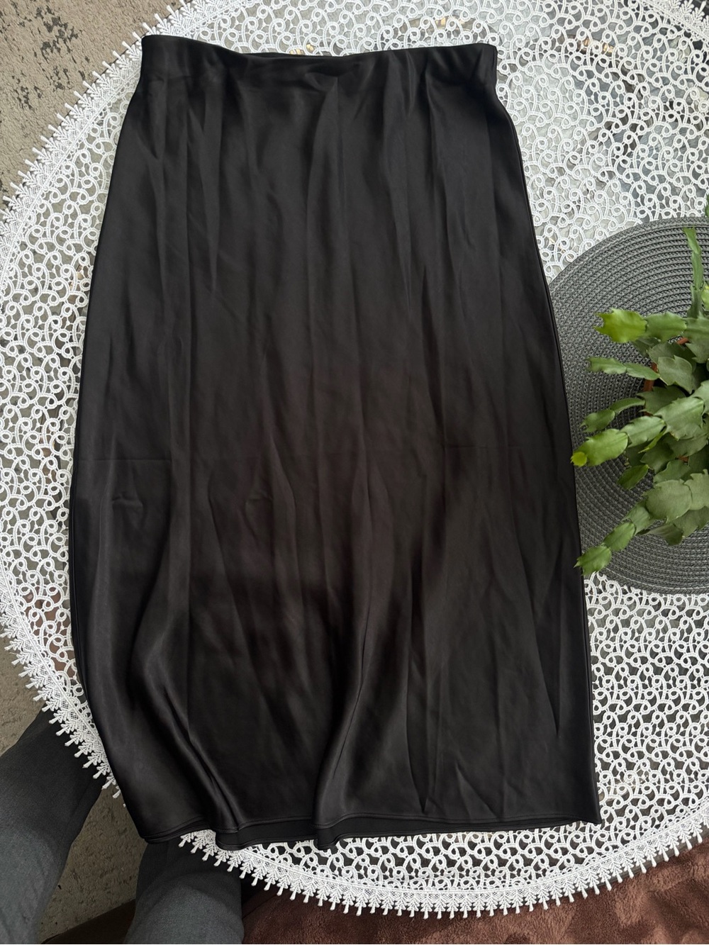 AQUA SATIN LIKE Black Women's Midi Skirt